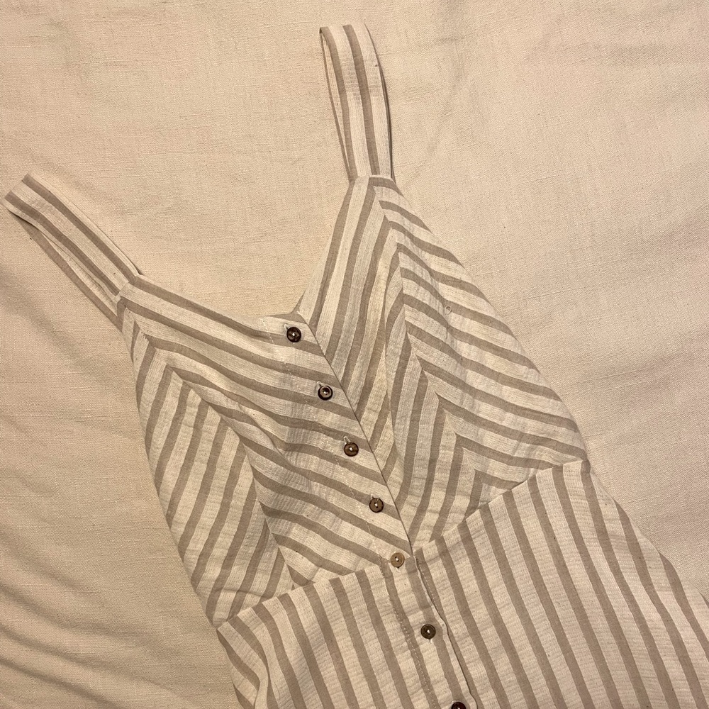 Sized Medium. Cream colored midi dress. Partial open back, Tie at back.
